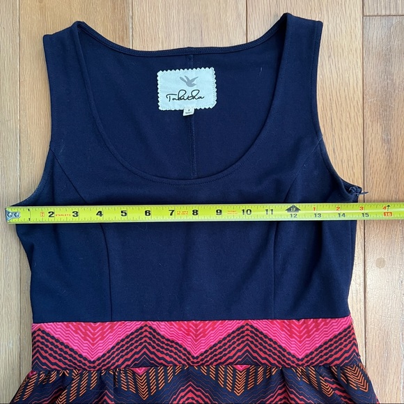 Anthropologie - Tabitha - Navy Bright Chevron Fit and Flare Dress - 2 - Picture 6 of 9